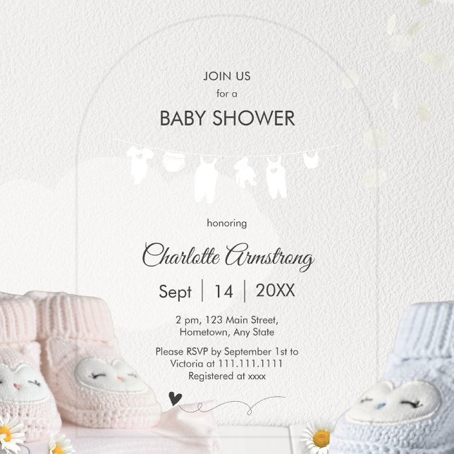 Transparent Minimalist Modern Baby Shower Acrylic Invitations (Transparent Minimalist Modern Baby Shower Acrylic Invitations ©Susanne Sachers - Sunny Mind 🌞)