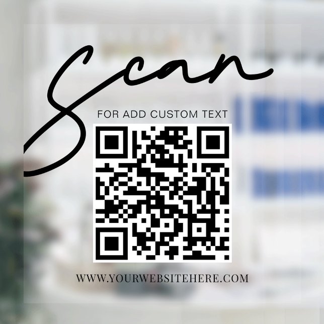 Transparent Minimalist Modern Business QR Code (Transparent simple design scan here QR code business window cling)