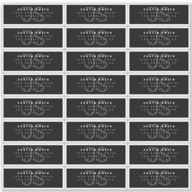 Transparent Modern Monogram Address Label (Front)