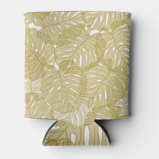 Transparent Monstera Leaves White Background Can Cooler (Front)