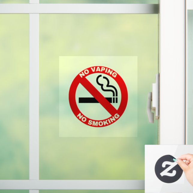 Transparent no smoking or vaping sign window cling (Home)