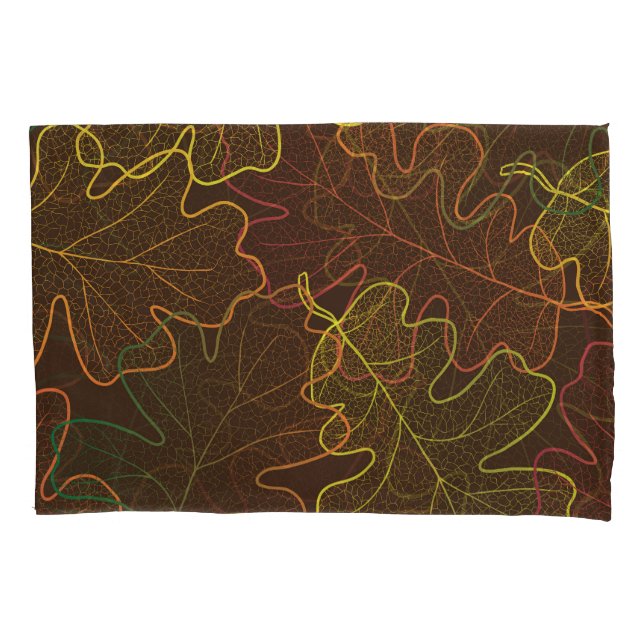 Transparent Oak Leaves, Autumn Pattern. Pillowcase (Front)