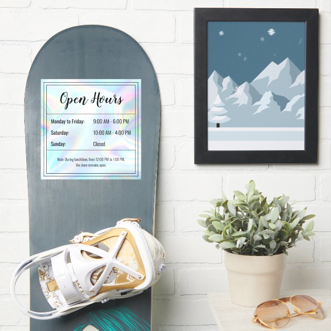Transparent Open Hours Sticker (Snowboard)