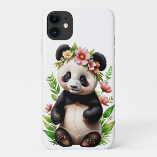 Transparent Panda Bear With Flowers Case-Mate iPhone Case