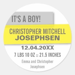 Transparent Panels Birth Announcement Classic Round Sticker
