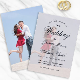 Transparent Photo Elegant Script Modern Wedding Invitation