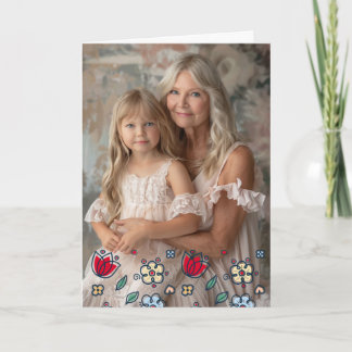 Transparent Photo On Abstract Texture Floral Holiday Card