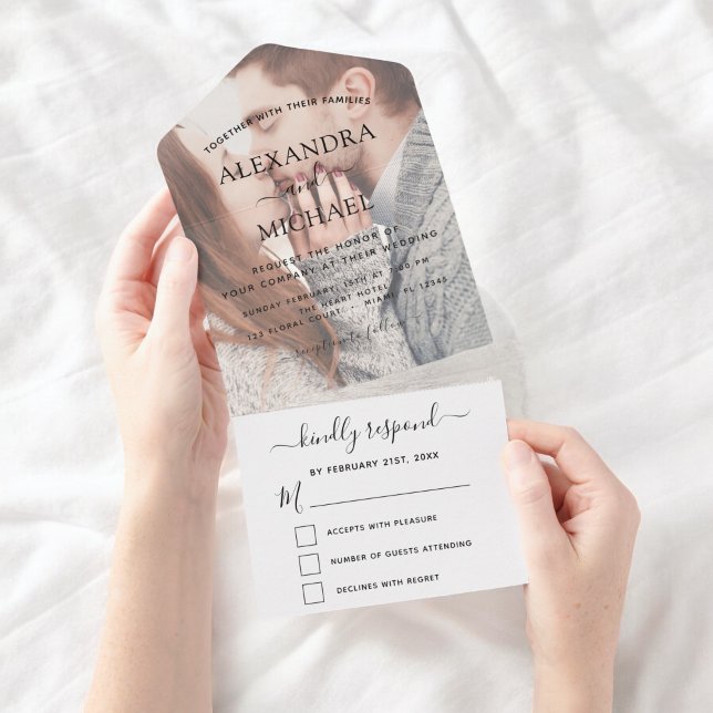 Transparent Photo Wedding Simple Modern All In One Invitation (Creator Uploaded)