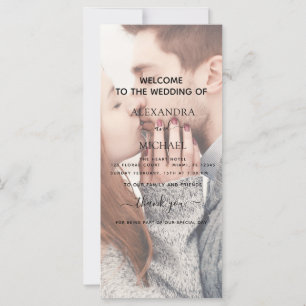 Transparent Photo Wedding Typography Program Card