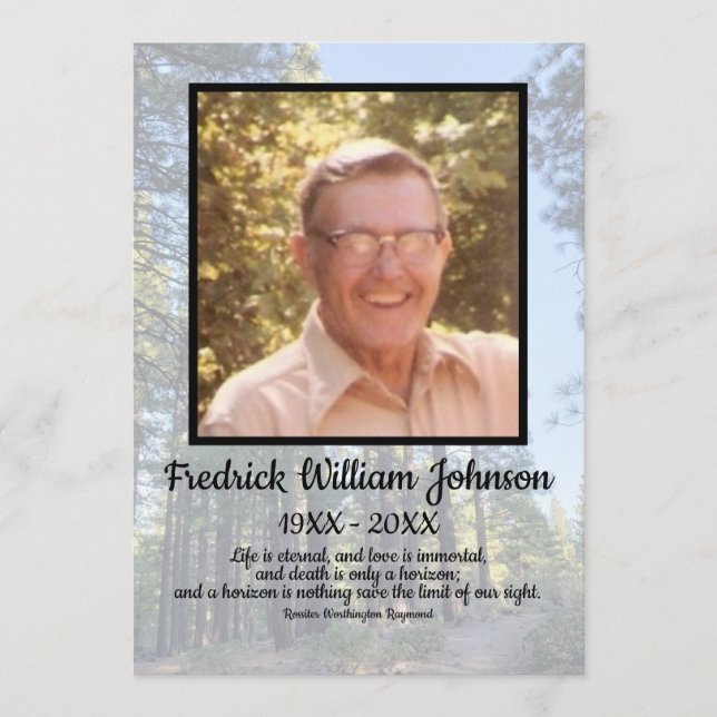 Transparent Pine Tree Forest Quote Photos Funeral  Programme (Front)