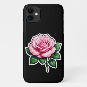 Transparent Pink Rose Flower Sticker Case-Mate iPhone Case