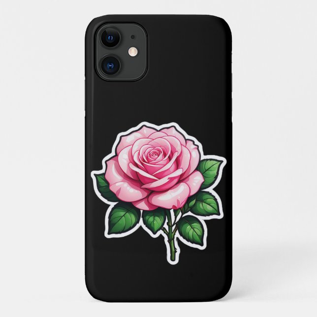 Transparent Pink Rose Flower Sticker Case-Mate iPhone Case (Back)