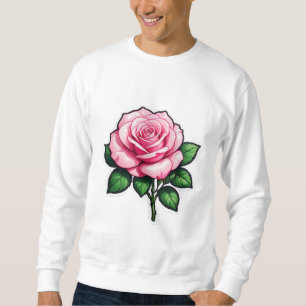 Transparent Pink Rose Flower Sticker Sweatshirt