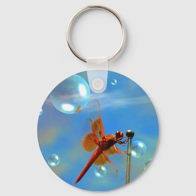 Transparent Red Dragonfly Key Ring (Front)