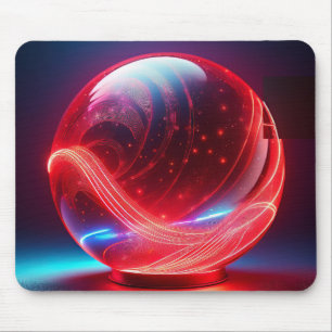 Transparent Reflective Red Globe With Starbursts Mouse Pad