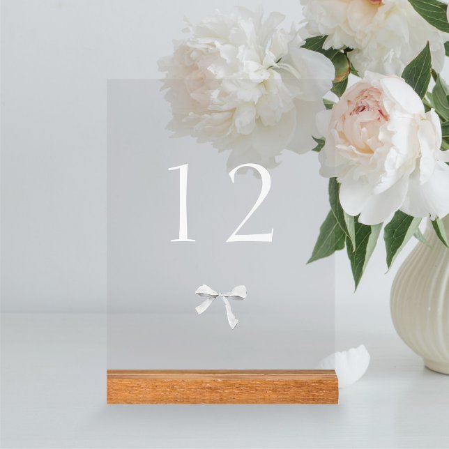 Transparent Ribbon Wedding Table Number  Acrylic Sign (Creator Uploaded)