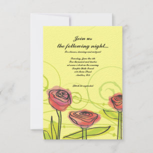 Transparent Roses Bat Mitzvah Reception Party Card