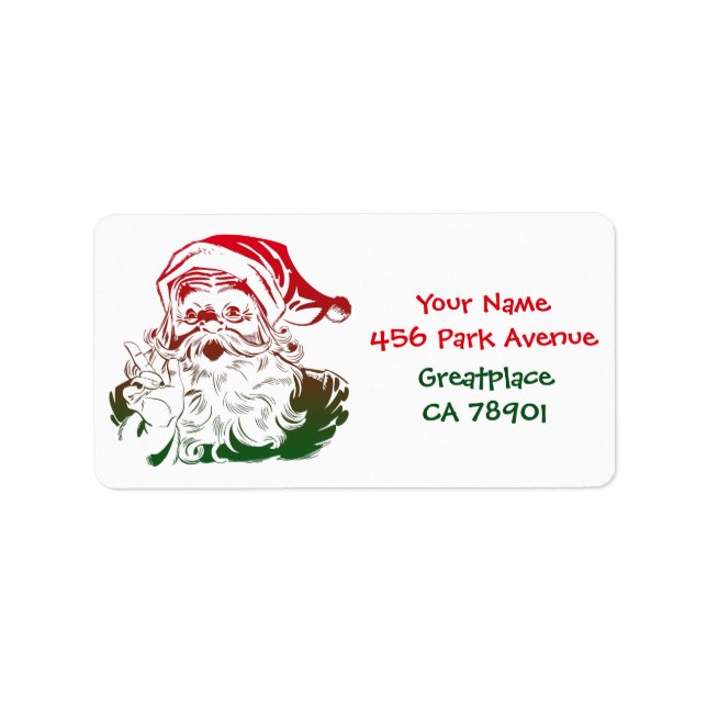 Transparent Santa Christmas Address Label (Front)