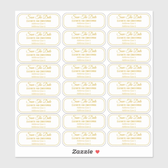Transparent Save The Date Gold Return Address (Sheet)