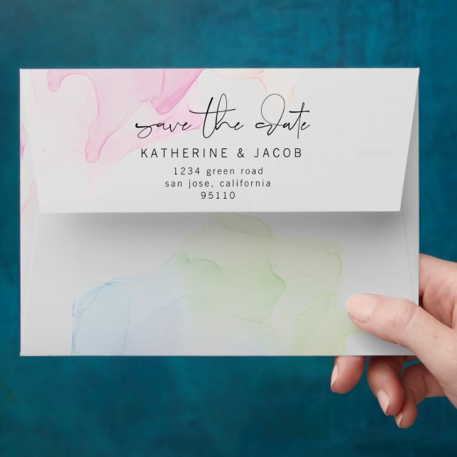 Transparent Silk Elegant Save The Date Envelope (Hand)