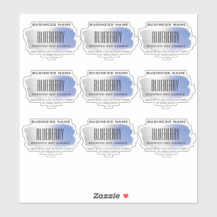 Transparent Soy Candle Labels Blue Silver Brush