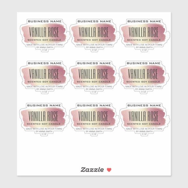 Transparent Soy Candle Labels Pink Gold Holograph (Sheet)