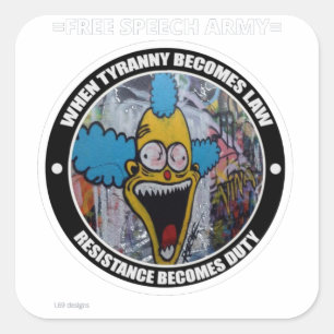 transparent square sticker "FREE SPEECH ARMY 3"