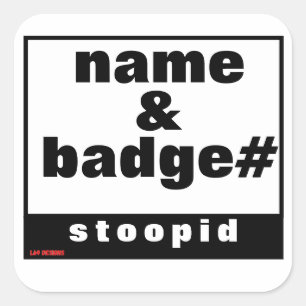 transparent square sticker "NAME & BADGE#"