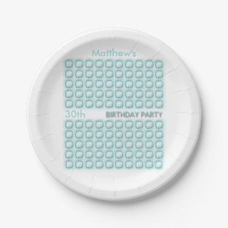 Transparent Squares 30th Birthday Paper Plates