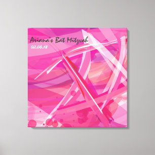 TRANSPARENT STAR-Pink Bat Mitzvah Sign-In Board Canvas Print