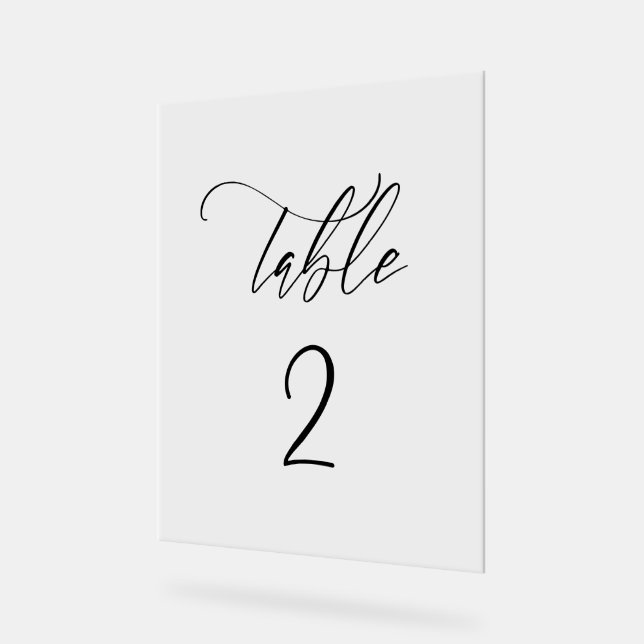 Transparent table number  acrylic sign (Angle)