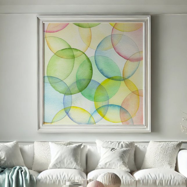Transparent Watercolor Painting Prints Circles (Watercolor wall art transparent circles by Victoria Grigaliunas of Do Tell A Belle)