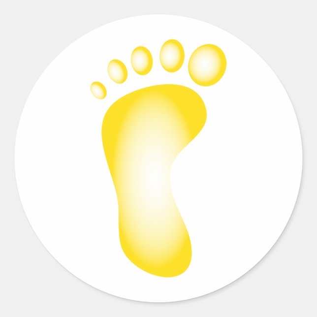 Transparent Yellow Foot Classic Round Sticker (Front)