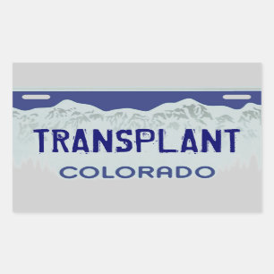 Transplant Colorado blue license plate stickers