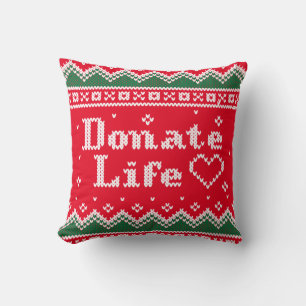 Transplant Donate Life Ugly Christmas Sweater Cushion