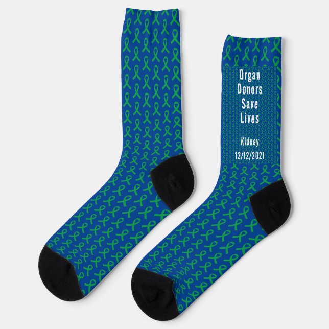 Transplant Green Ribbon Customisable Crew Socks (Left)