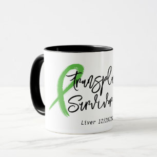 Transplant Survivor Green Ribbon Trendy Custom Mug