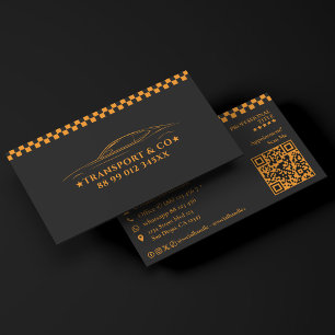 Transport Cab Driver Rent a Car Orange Black  Business Card