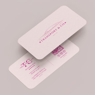 Transport Car Driver Auto Pink Modern Business Card