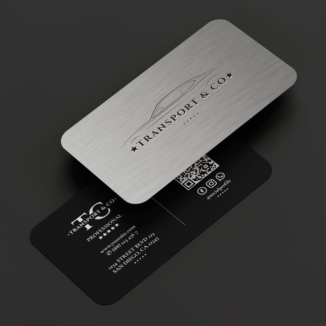 Transport Driver Auto Car Silver Black Modern Business Card (Transport Driver Auto Car Silver Black Modern Business Card
)