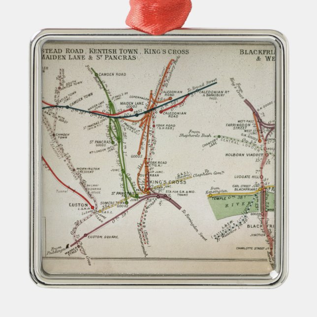 Transport map of London, c.1915 Metal Tree Decoration (Front)