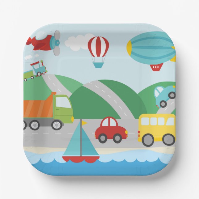 Transport Scene Paper Plate (Front)