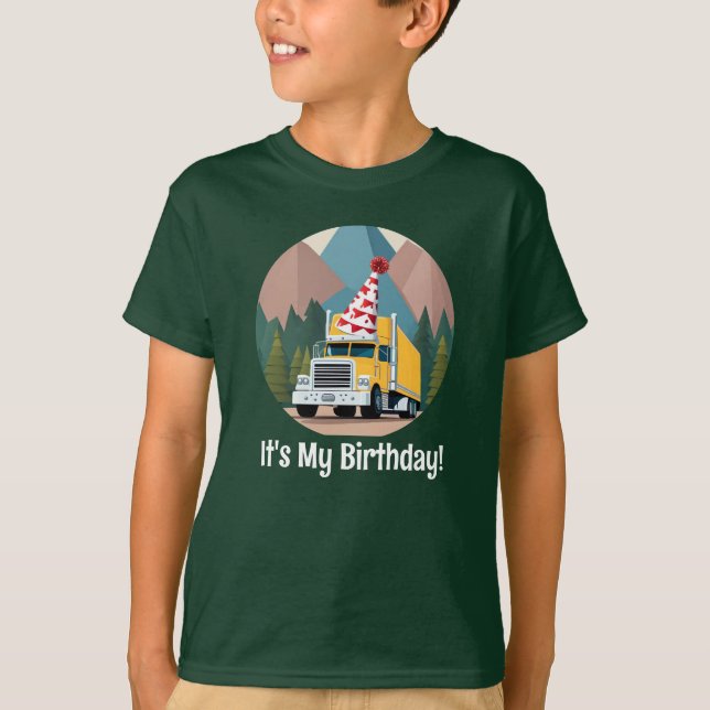 Transport Truck Birthday Eighteen Wheeler Fun T-Shirt (Front)