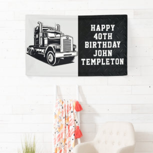Transport Truck Equipment Custom Birthday Banner