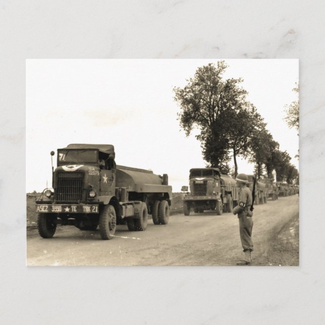 Transport Trucks Normandy 1944 Postcard (Front)