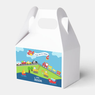 Transport vehicles boy birthday favour box. box