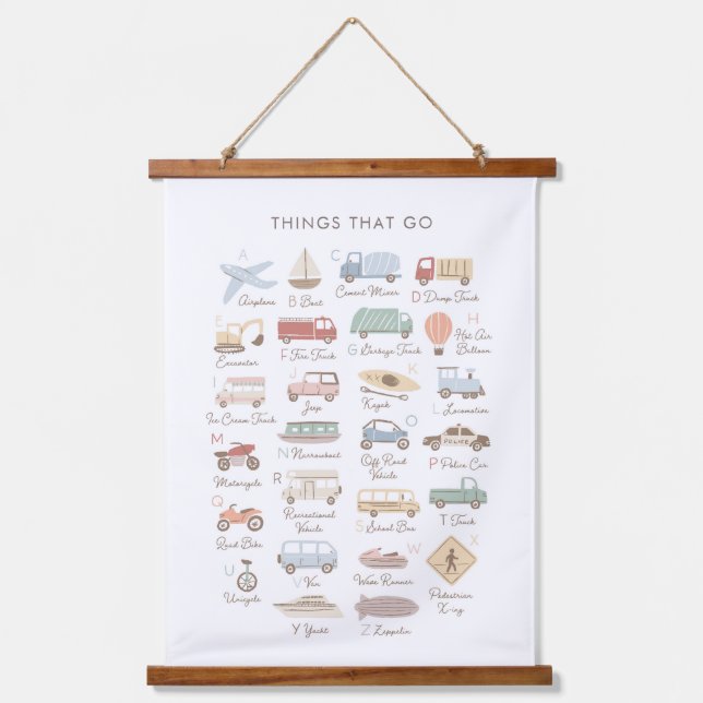 Transportation Alphabet ABC Kids Room Decor Hanging Tapestry (Front)