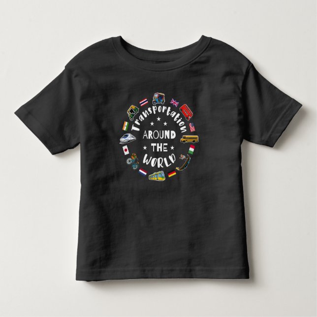 Transportation around the world toddler T-Shirt (Front)