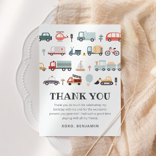 Transportation Birthday Flat Thank You Card