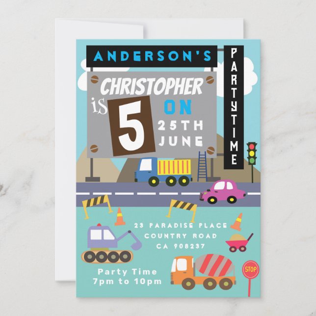 Transportation Birthday Invitation (Front)
